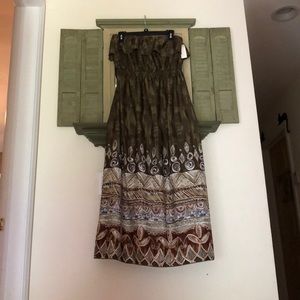 Strapless sundress. Material is rayon.